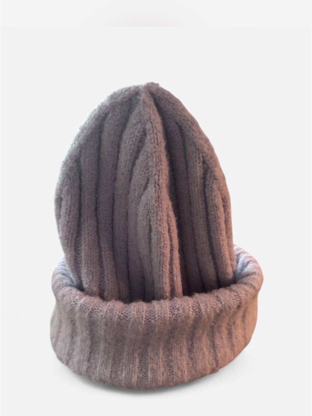 Anthropologie Ribbed Knit Fold-Over Beanie - Light Lavendar